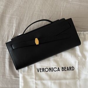 Veronica Beard Black Dash Leather clutch